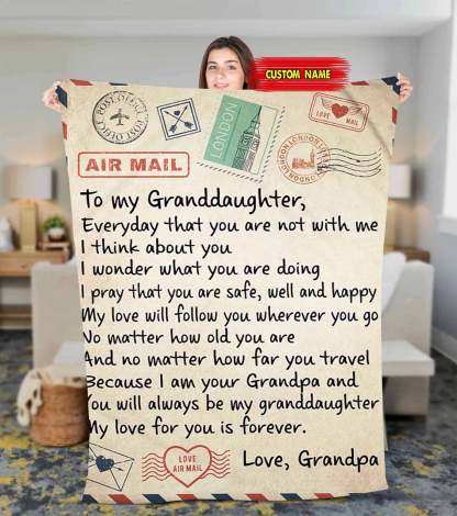 Custom name blanket, To my Granddaughter Christmas Blanket Gift, Birthday Gift