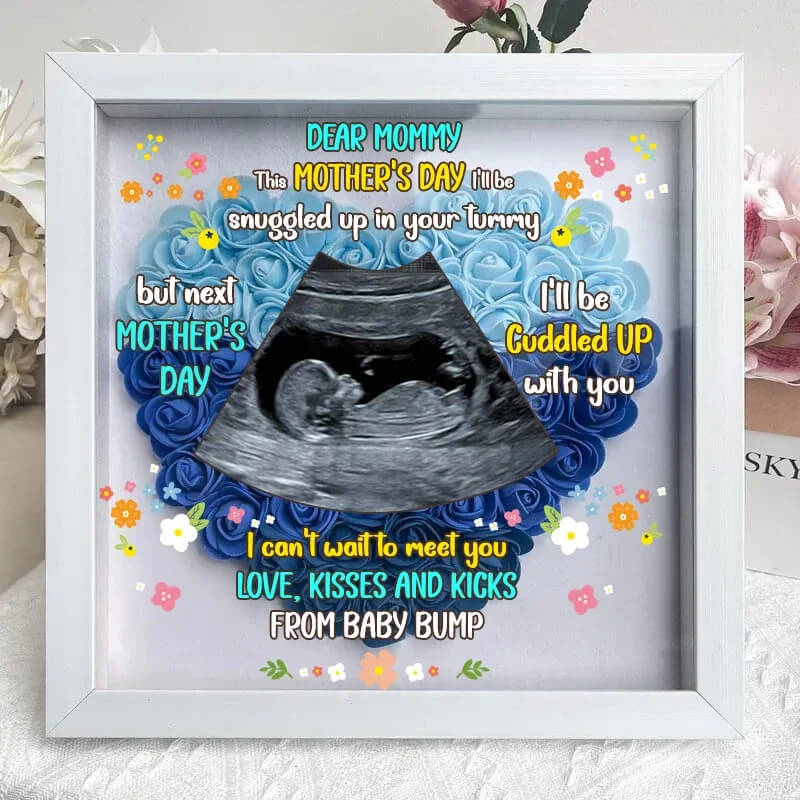 Personalized Flower Shadow Box Ultrasound For New Mom