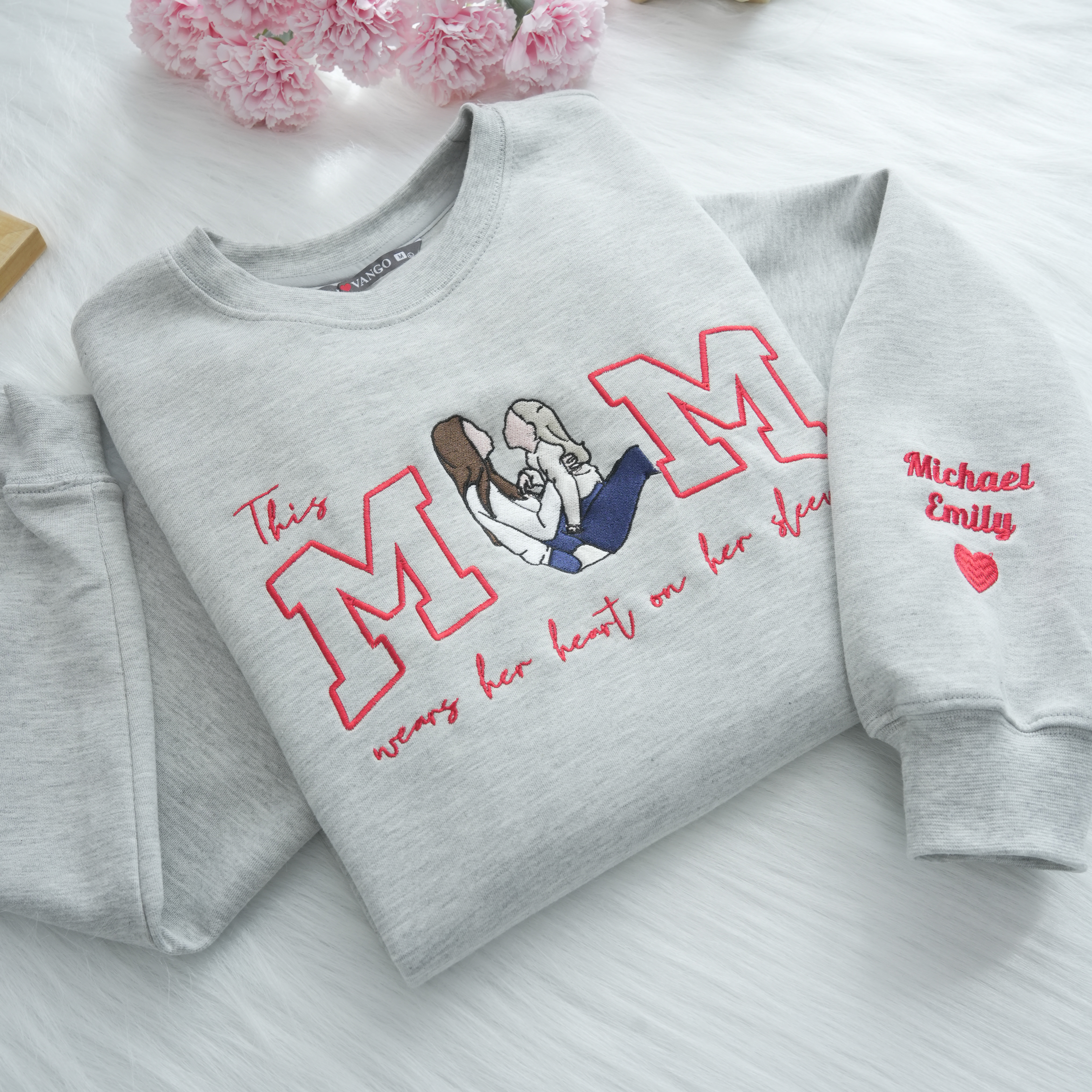 Mom Wears Her Heart on Her Sleeves: Custom Photo T-Shirt & Sweatshirt for Mama