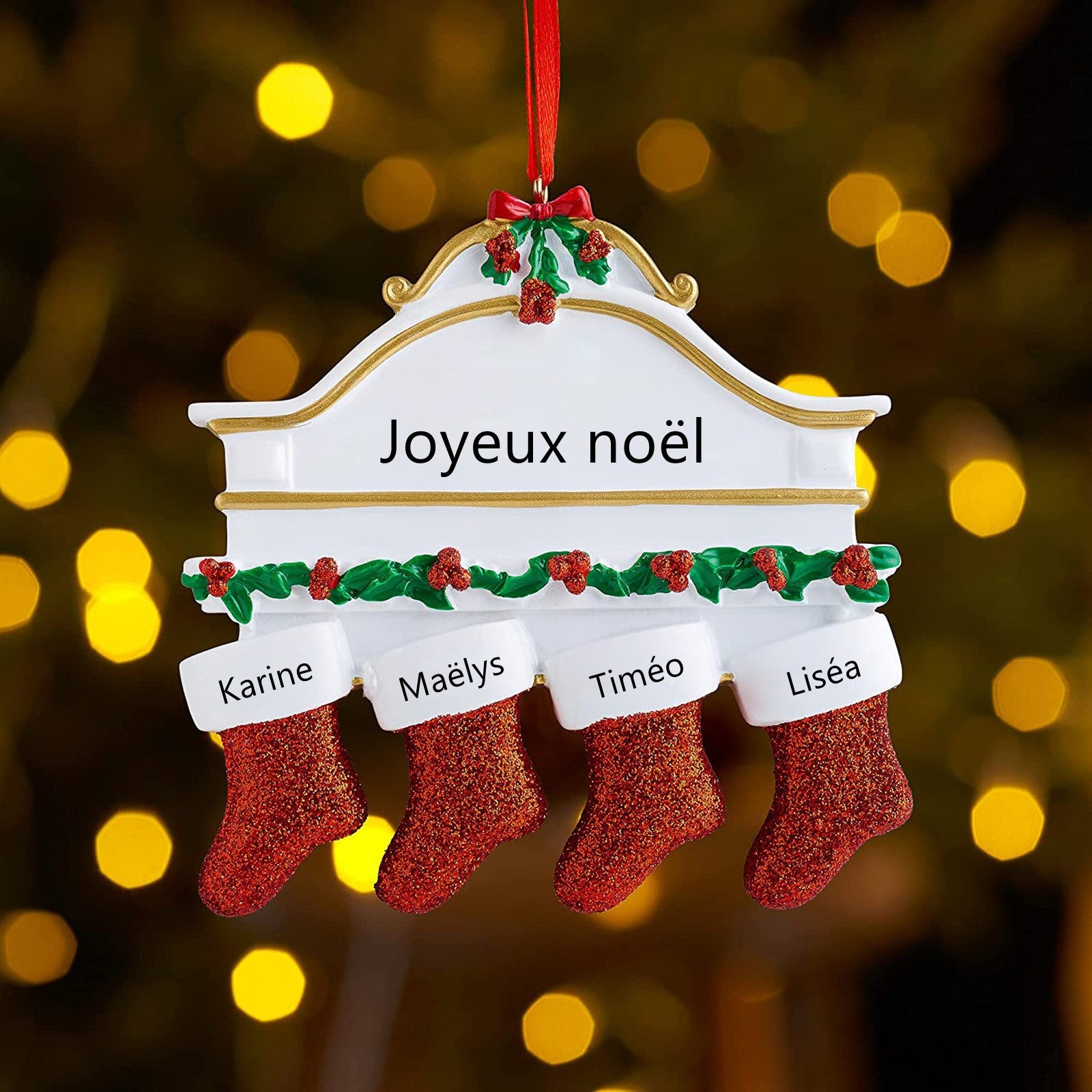 Personalized Christmas Stocking Ornaments 2-8 Names and Editable Text