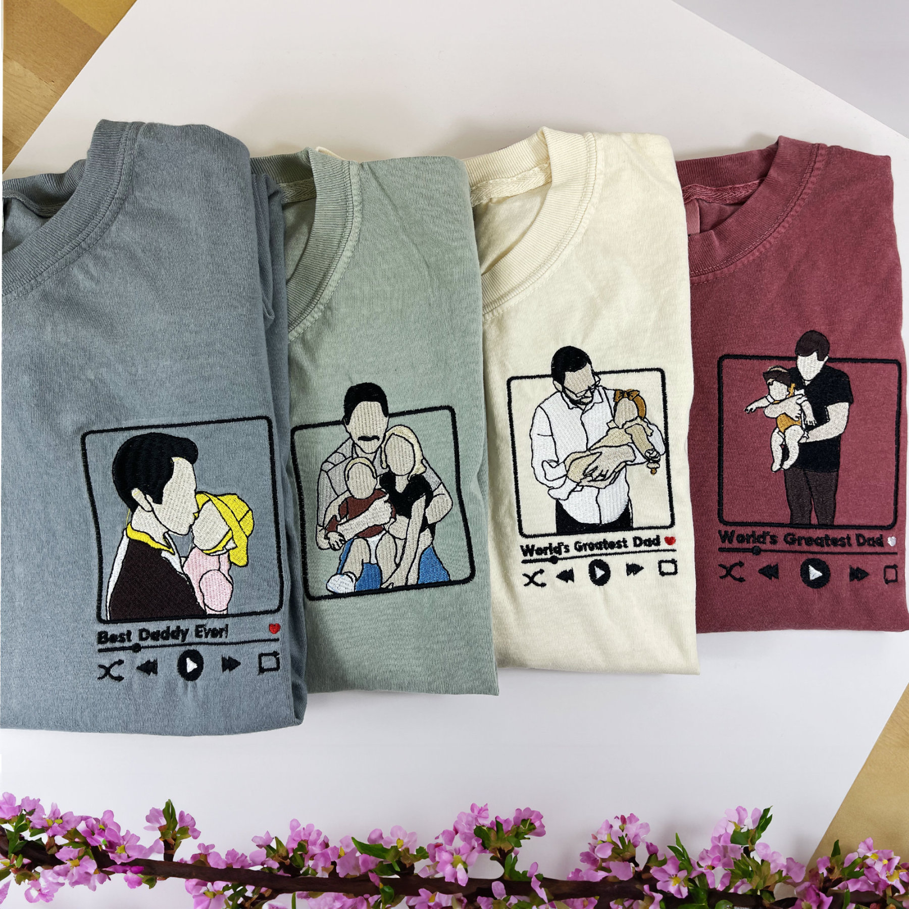 Custom Embroidered Photo Portrait Sweatshirt For dad,papa,papà,papá,pai