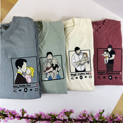 Custom Embroidered Photo Portrait Sweatshirt For dad,papa,papà,papá,pai
