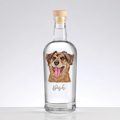 Personalized Hand Painted Pet Portrait Whiskey Bottles