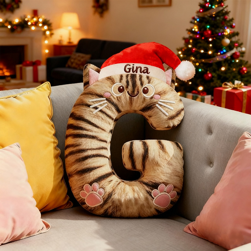 Personalized Pet Lover Letter Christmas Pillow with Custom Name Design Graphic 3D Print