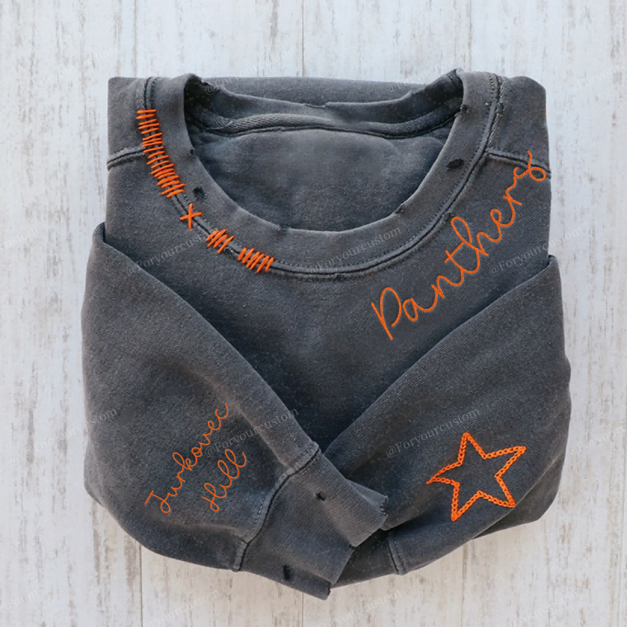 VINTAGE CUSTOM CREW-Custom Embroidered Hand Distressed Crew Neck Sweatshirt