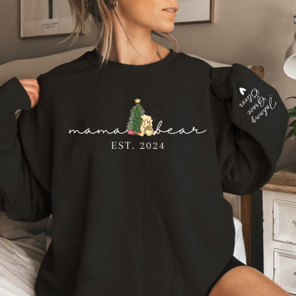 Mama Bear-Custom Mama Sweatshirt with Kids Names On Sleeve,Christmas Gift For Mom-ilovevango