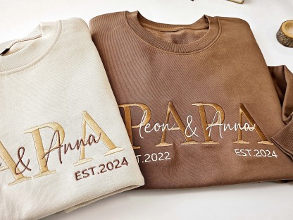 Pamaviva Custom Embroidered PAPA Sweatshirt ,Custom Dad Est Hoodie ,Gift For New Dad ,Father's Day Gift