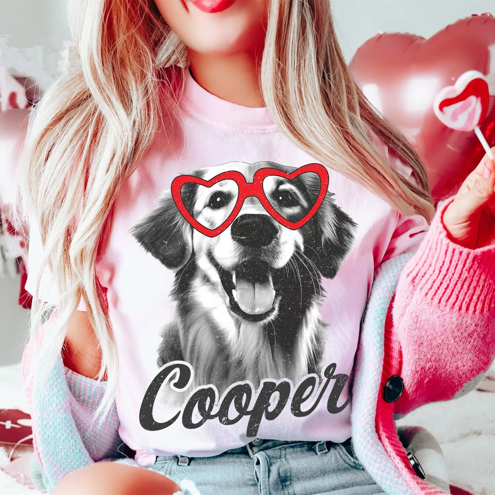 Custom Photo Dog Valentine Shirt, Dog Mom Dog Dad Tee, Valentine Sweatshirt