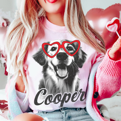 Custom Photo Dog Valentine Shirt, Dog Mom Dog Dad Tee, Valentine Sweatshirt