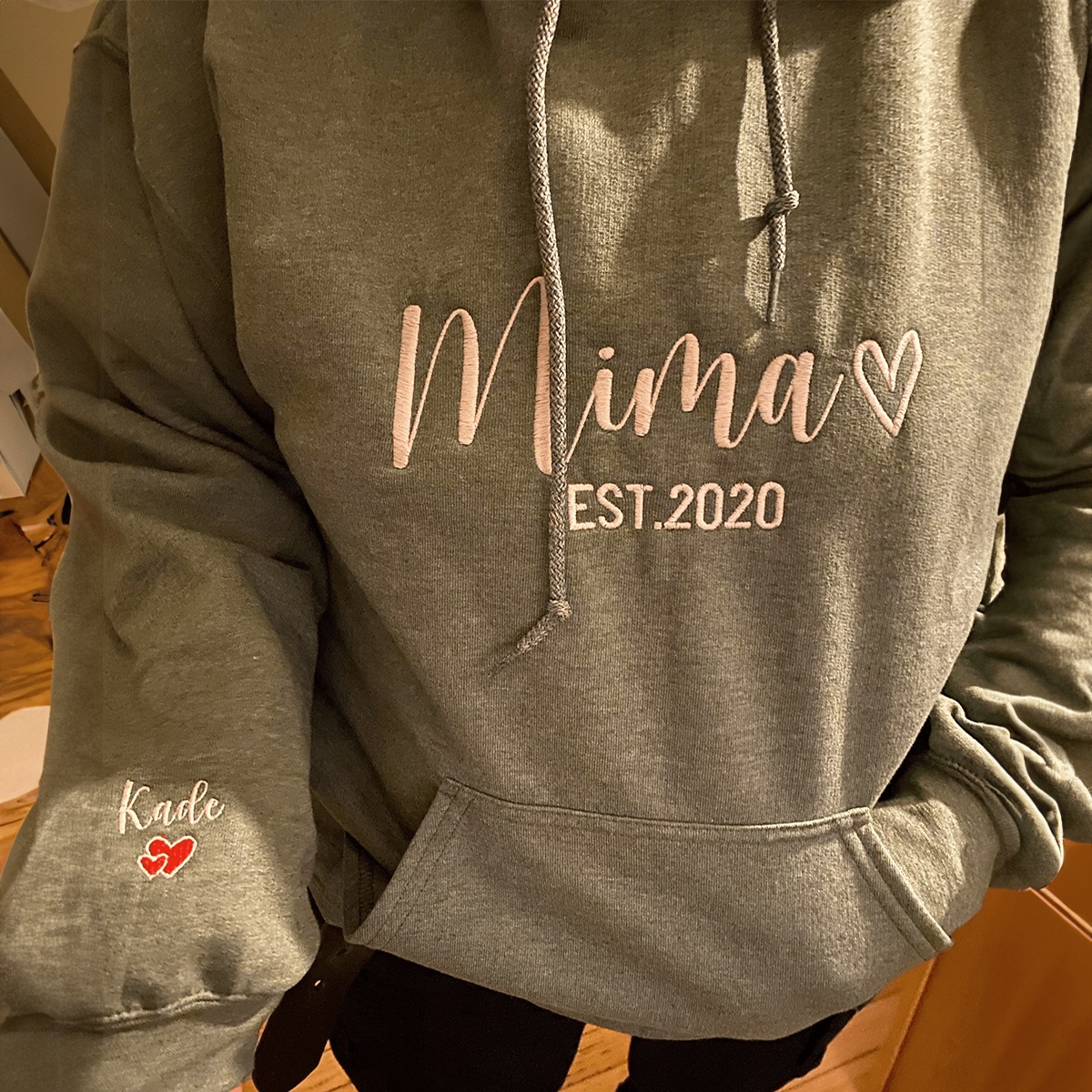 Mama EST Sweatshirt or Hoodie, Embroidered Gift for Mother's Day