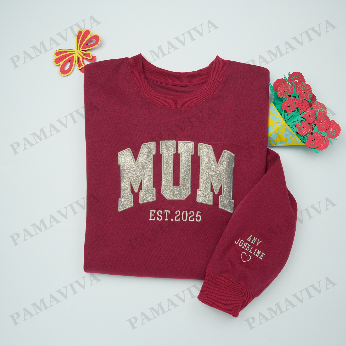 Custom Applique Glitter Mom T-shirt&Sweatshirt