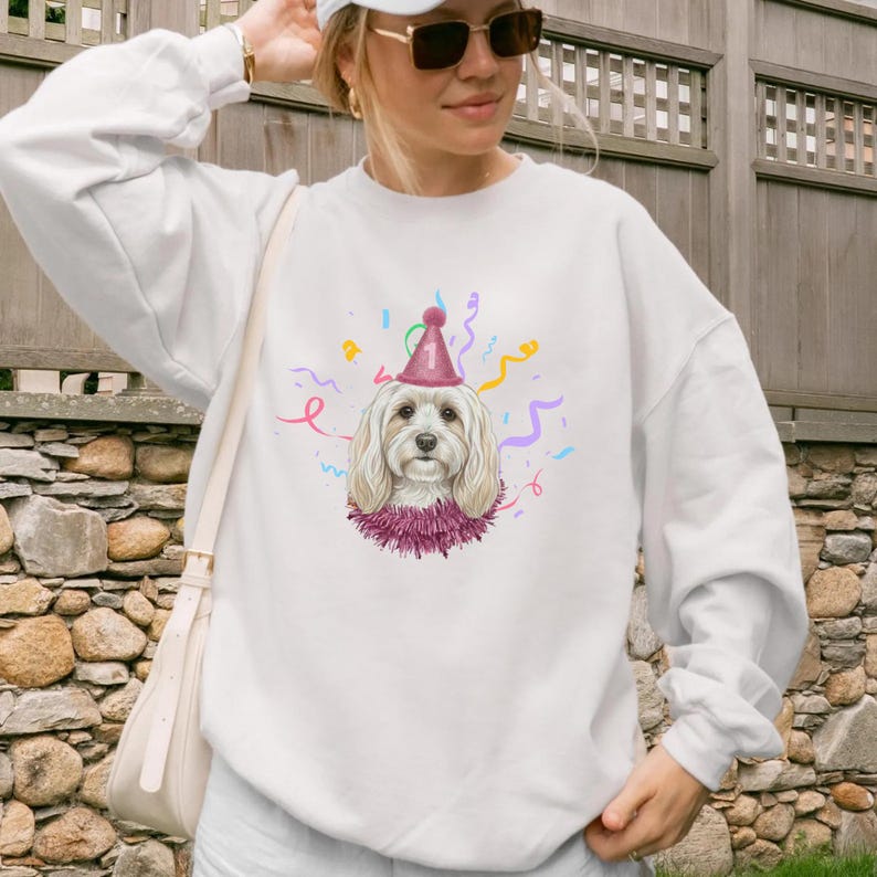 Custom Birthday Dog Sweatshirt, Personalized Pet Photo Hoodie, Dog or Cat Party Sketch Drawing