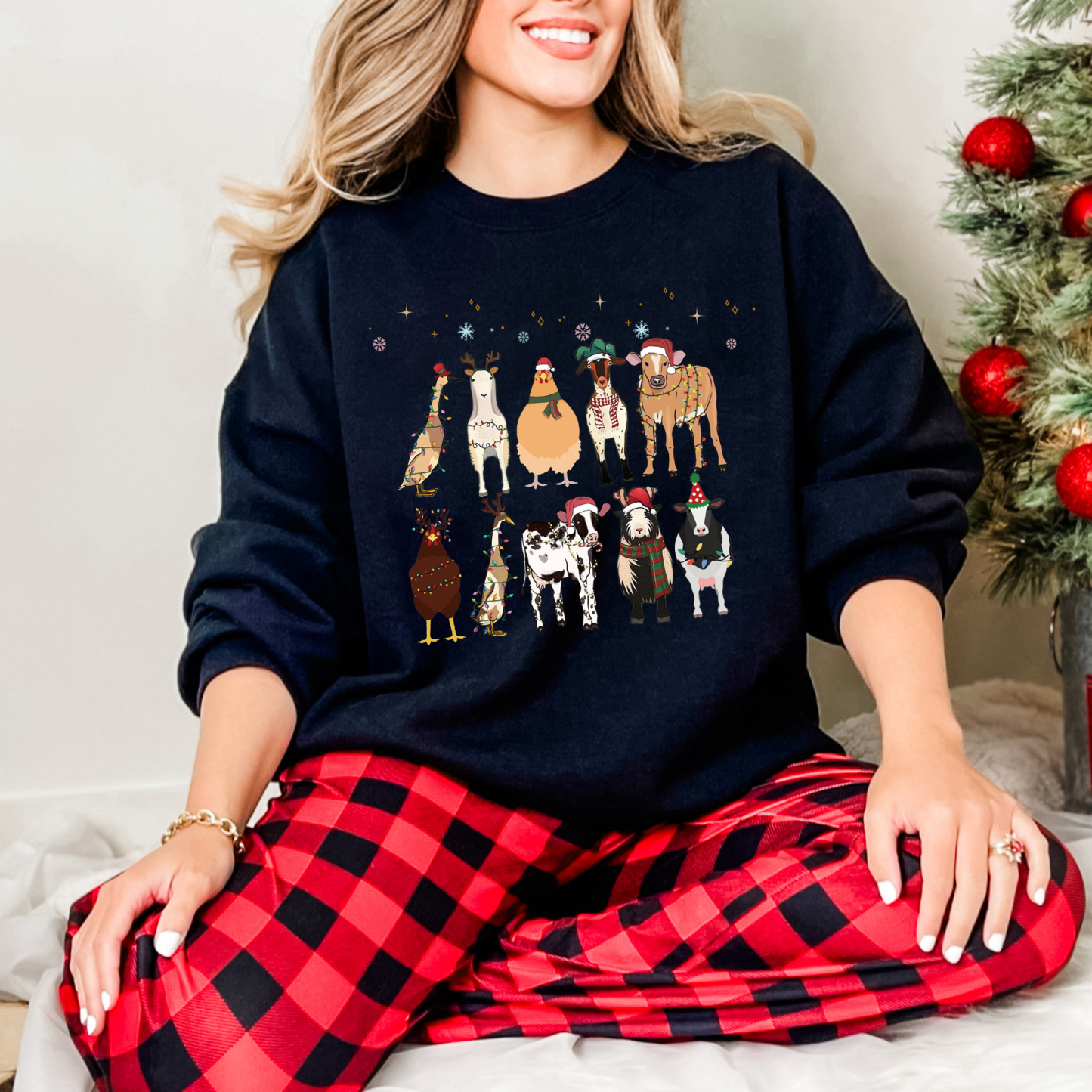 Custom Farm Animal Christmas Sweatshirt – Perfect Holiday Gift for Farm Animal Lovers