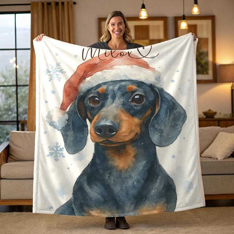 Personalized Pet Blanket with Watercolor Snowflake Design