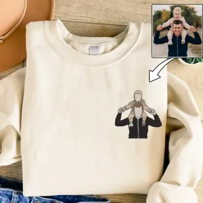 Custom Embroidered Photo Portrait Sweatshirt For dad,papa,papà,papá,pai