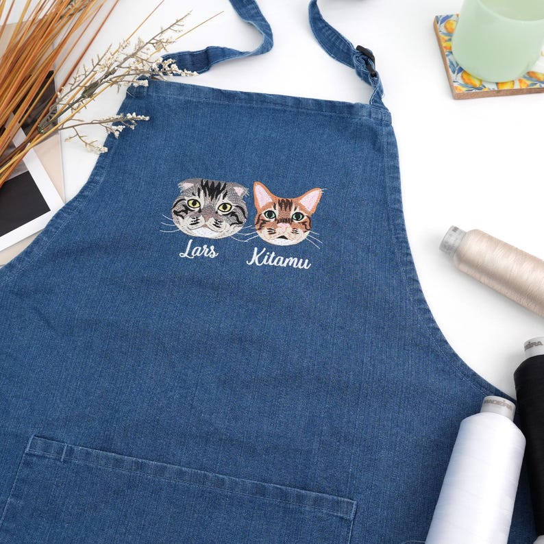Custom Pet Portrait Embroidered Apron