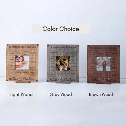 12 Reasons Why I Love You - Personalized Wooden Puzzle Piece Collage Frame