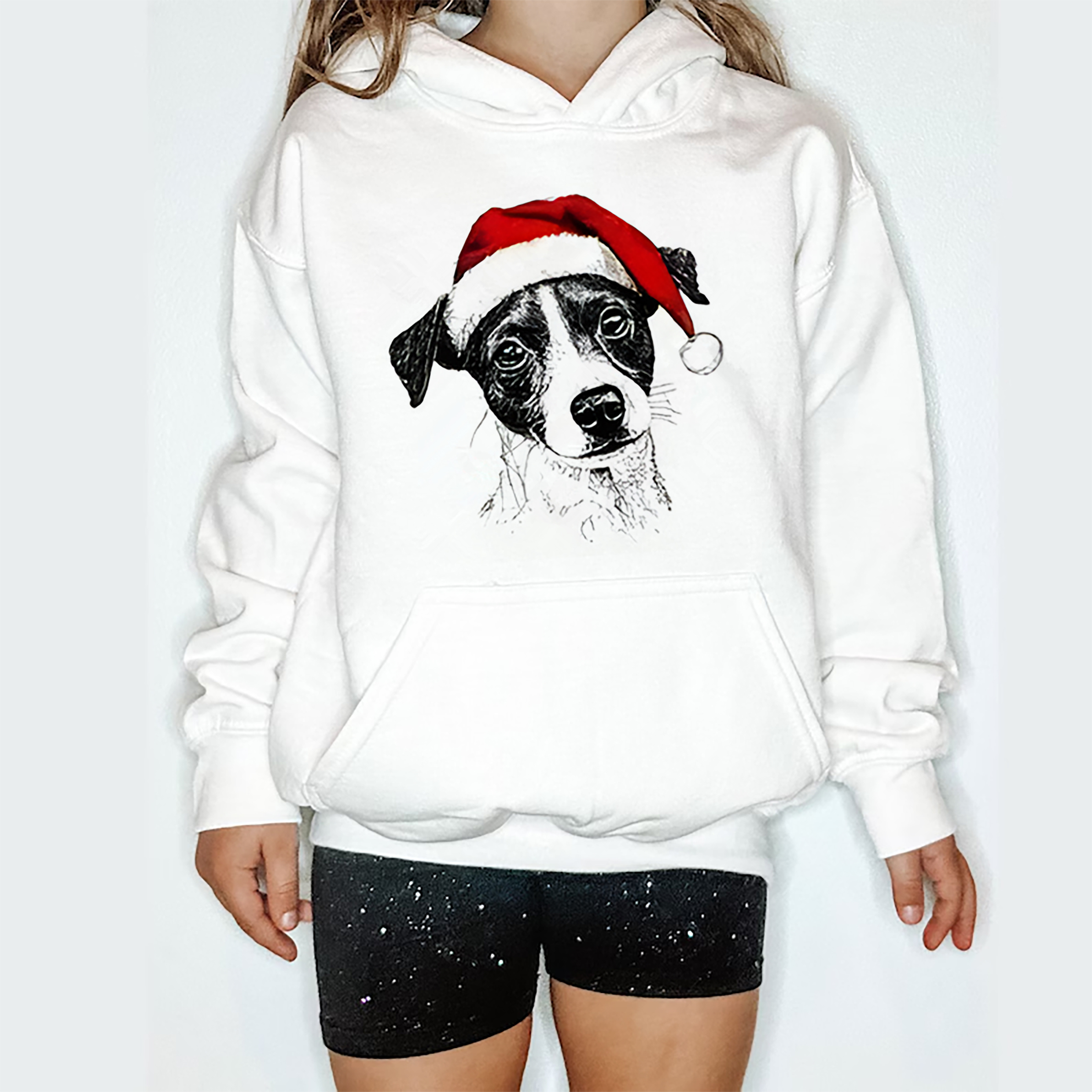 Custom Pet Christmas Sweatshirt - Personalized Dog/Cat Santa Hat Graphic Crewneck