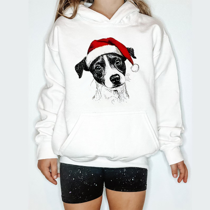 Custom Pet Christmas Sweatshirt - Personalized Dog/Cat Santa Hat Graphic Crewneck