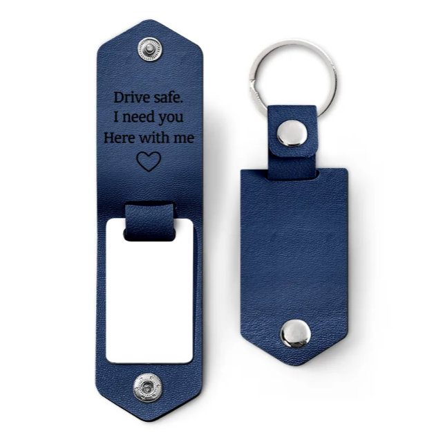 Custom Photo Drive Safe I Need You Here With Me - Gift For Couple, Besties, Friends, Family - Personalized Leather Photo Keychain-ilovevango
