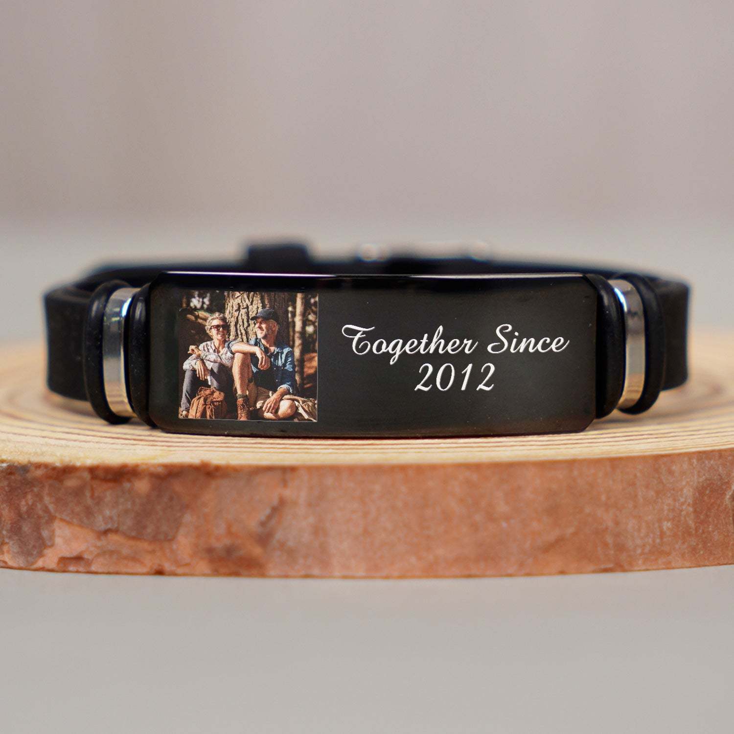 Custom Photo Together Since - Birthday, Anniversary Gift For Spouse, Husband, Wife, Couple - Personalized Engraved Bracelet-ilovevango