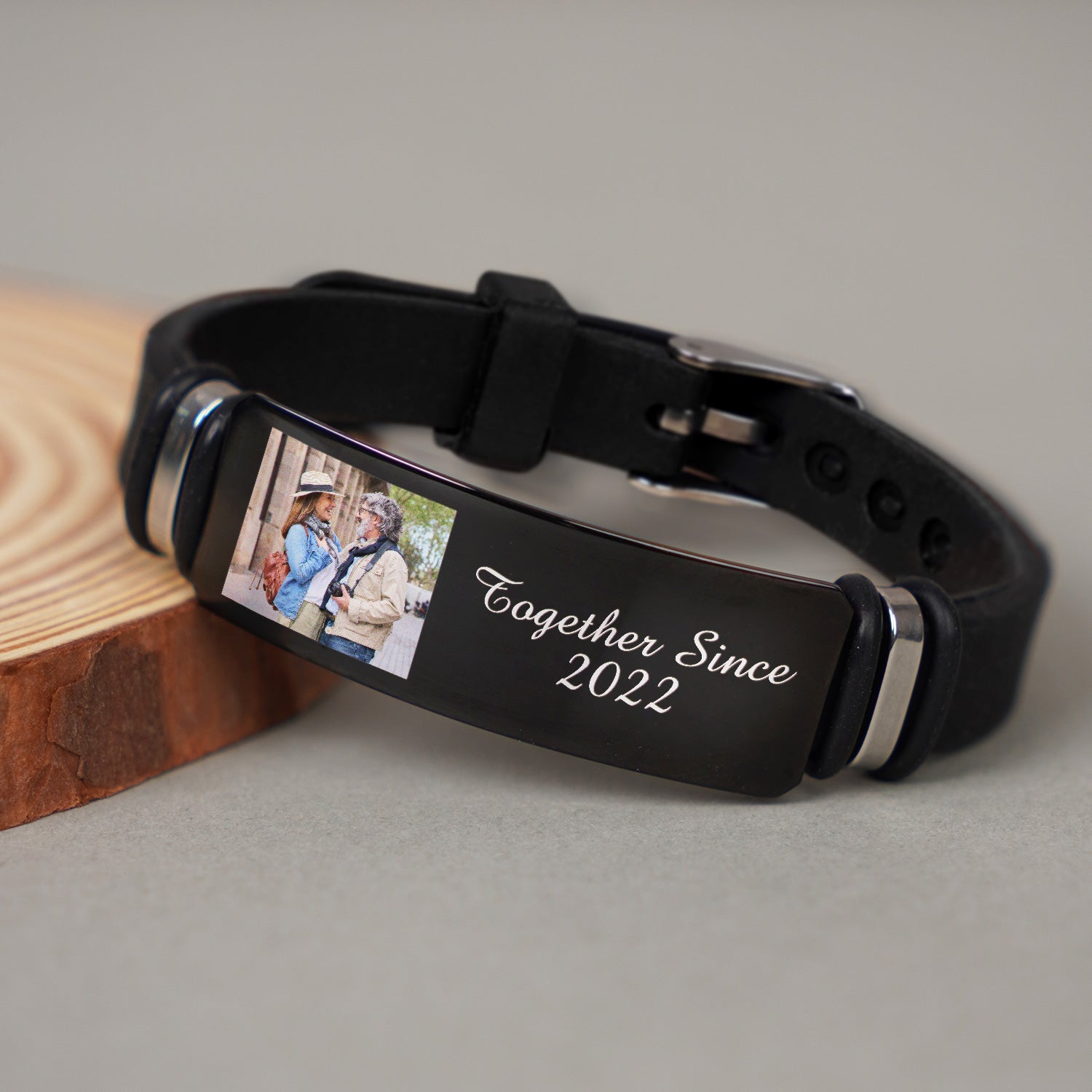 Custom Photo Together Since - Birthday, Anniversary Gift For Spouse, Husband, Wife, Couple - Personalized Engraved Bracelet-ilovevango