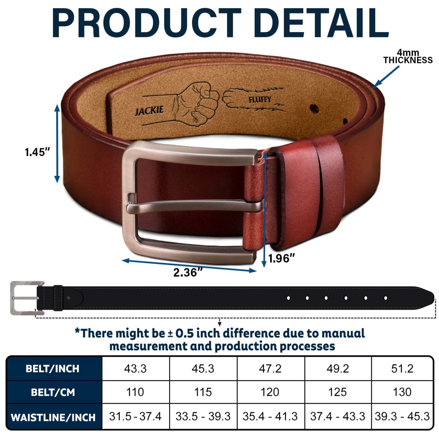 Fist Punch - Birthday, Loving Gift For Dad, Father, Papa, Grandpa, Pet Lover - Personalized Engraved Leather Belt-ilovevango