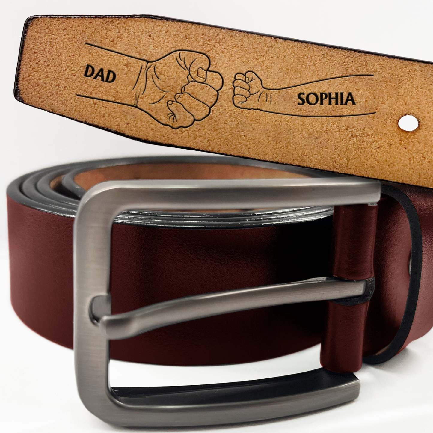Fist Punch - Birthday, Loving Gift For Dad, Father, Papa, Grandpa, Pet Lover - Personalized Engraved Leather Belt-ilovevango