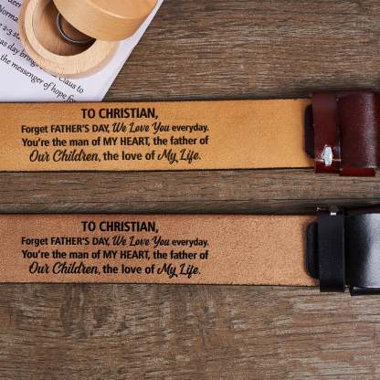 The Man Of My Heart The Father Of Our Children - Dad Gift From Wife To Husband - Personalized Engraved Leather Belt-ilovevango