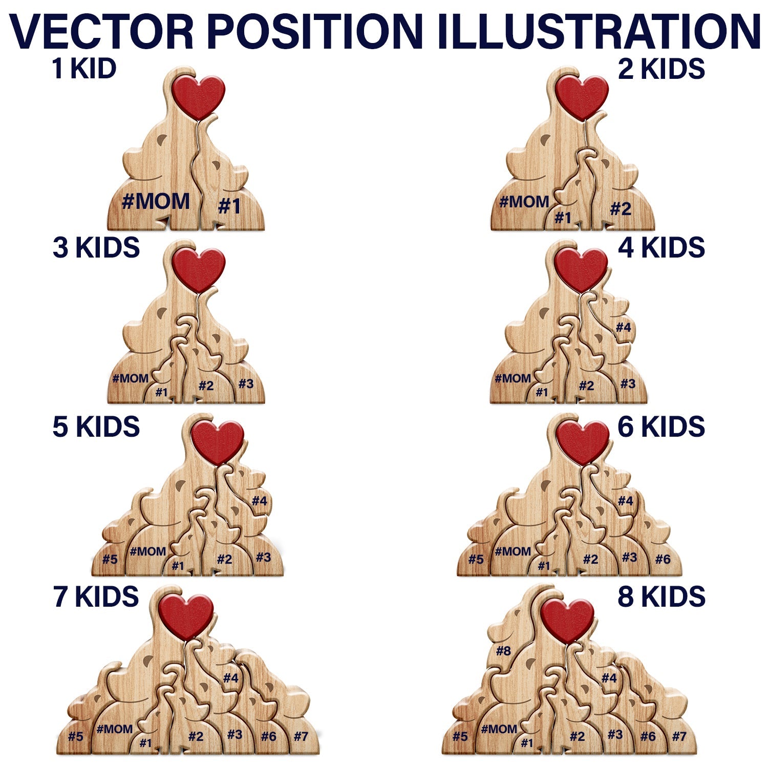 Love Elephant Family - Gift For Mother, Father, Family - Personalized Custom Shaped Wooden Puzzle
