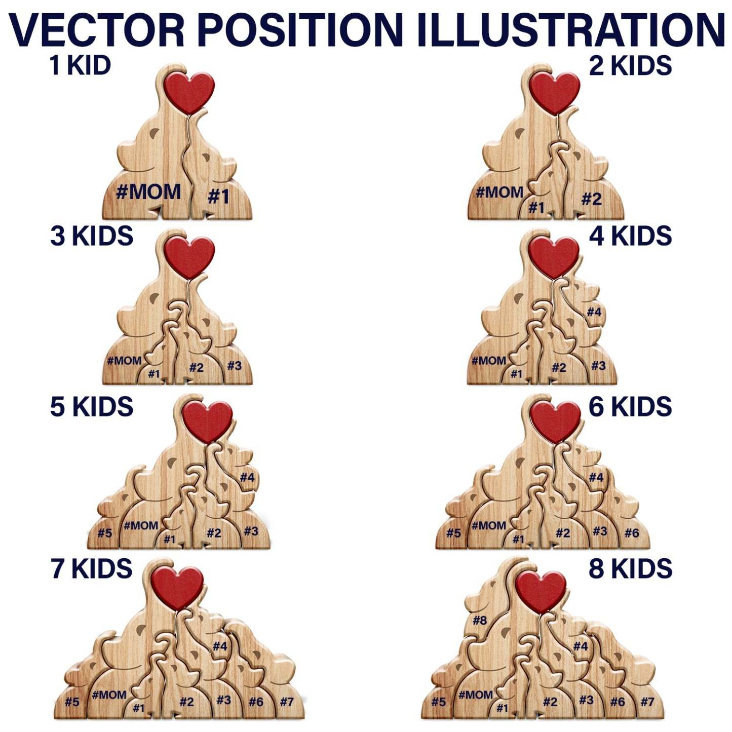 Love Elephant Family - Gift For Mother, Father, Family - Personalized Custom Shaped Wooden Puzzle