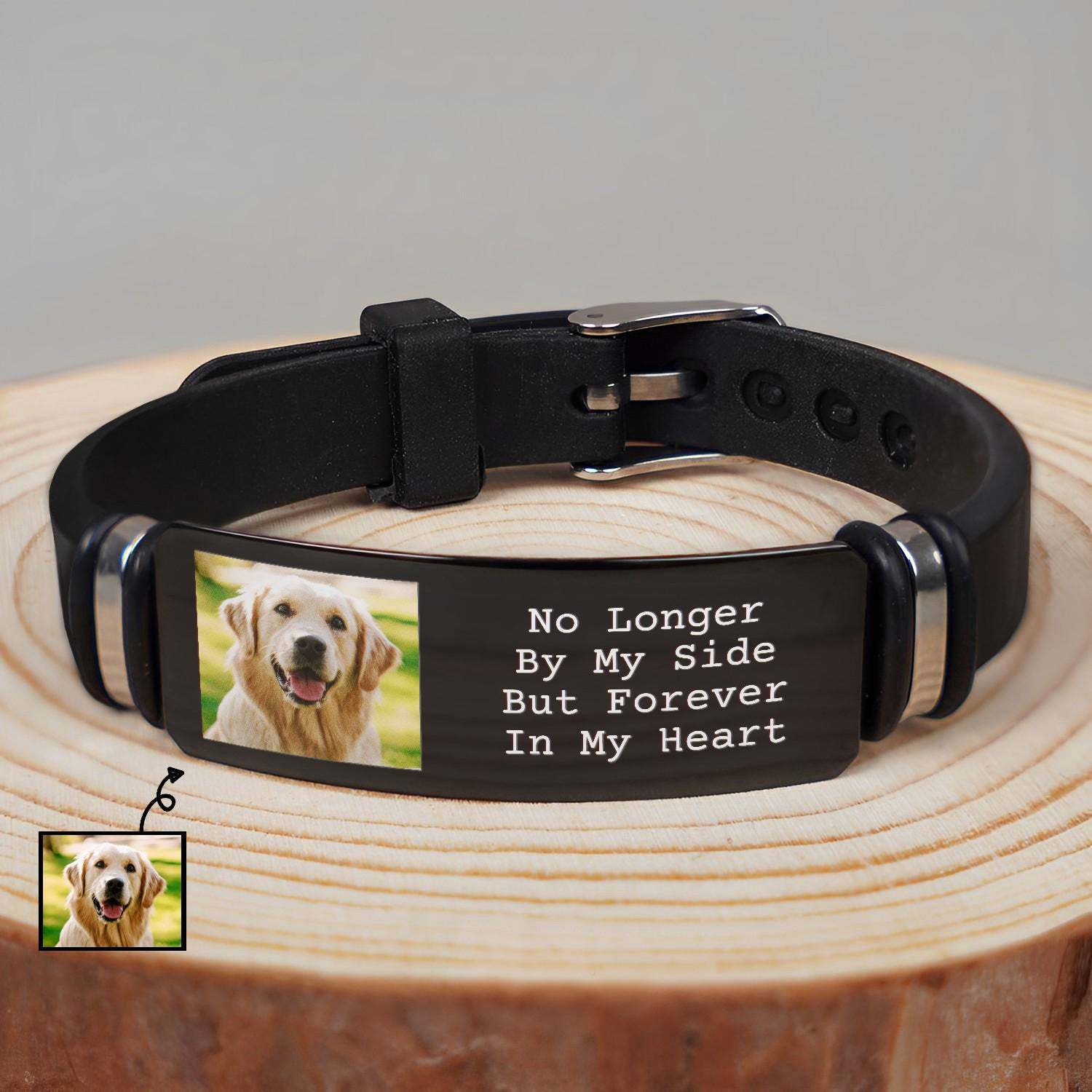 Custom Photo Forever In My Heart - Memorial Gift For Dog Lovers, Cat Lovers, Pet Lovers - Personalized Engraved Bracelet-ilovevango