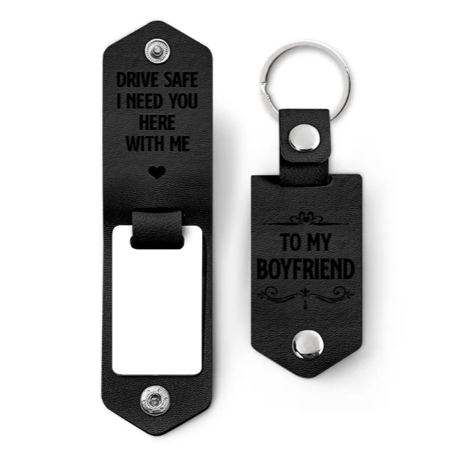 Custom Photo Drive Safe I Need You Here With Me - Loving, Anniversary Gift For Spouse, Husband, Wife - Personalized Leather Photo Keychain-ilovevango
