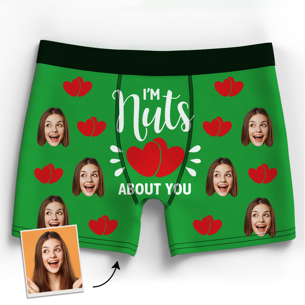 Valentine's Gift Custom Boxer Shorts - I'm Nuts About You-ilovevango