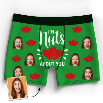 Valentine's Gift Custom Boxer Shorts - I'm Nuts About You-ilovevango