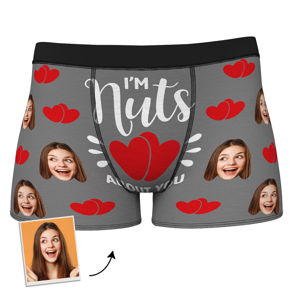 Valentine's Gift Custom Boxer Shorts - I'm Nuts About You-ilovevango