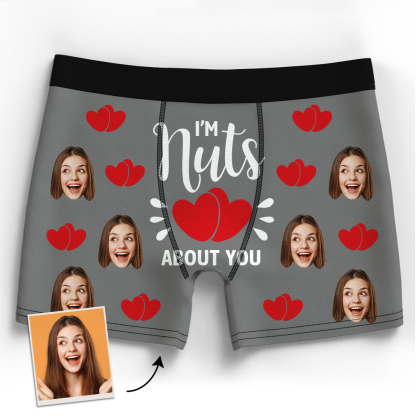 Valentine's Gift Custom Boxer Shorts - I'm Nuts About You-ilovevango