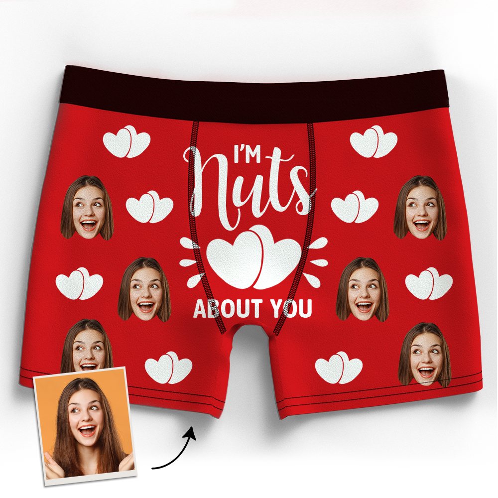 Valentine's Gift Custom Boxer Shorts - I'm Nuts About You-ilovevango