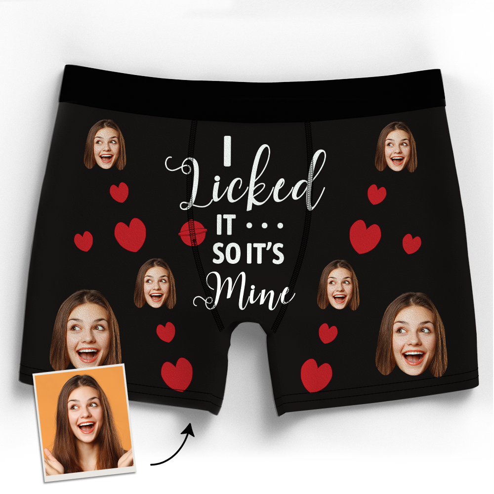 Valentine's Gift Custom Face Boxer Shorts - I Licked It-ilovevango