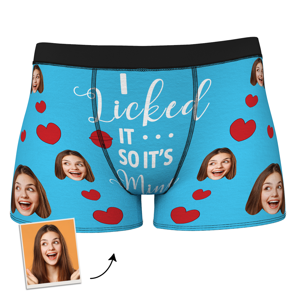 Valentine's Gift Custom Face Boxer Shorts - I Licked It-ilovevango