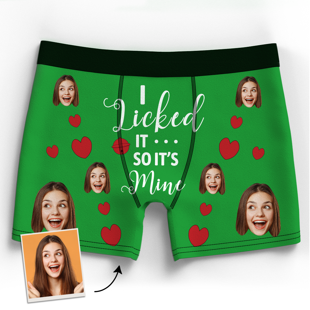 Valentine's Gift Custom Face Boxer Shorts - I Licked It-ilovevango
