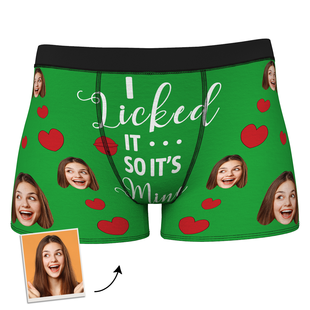 Valentine's Gift Custom Face Boxer Shorts - I Licked It-ilovevango