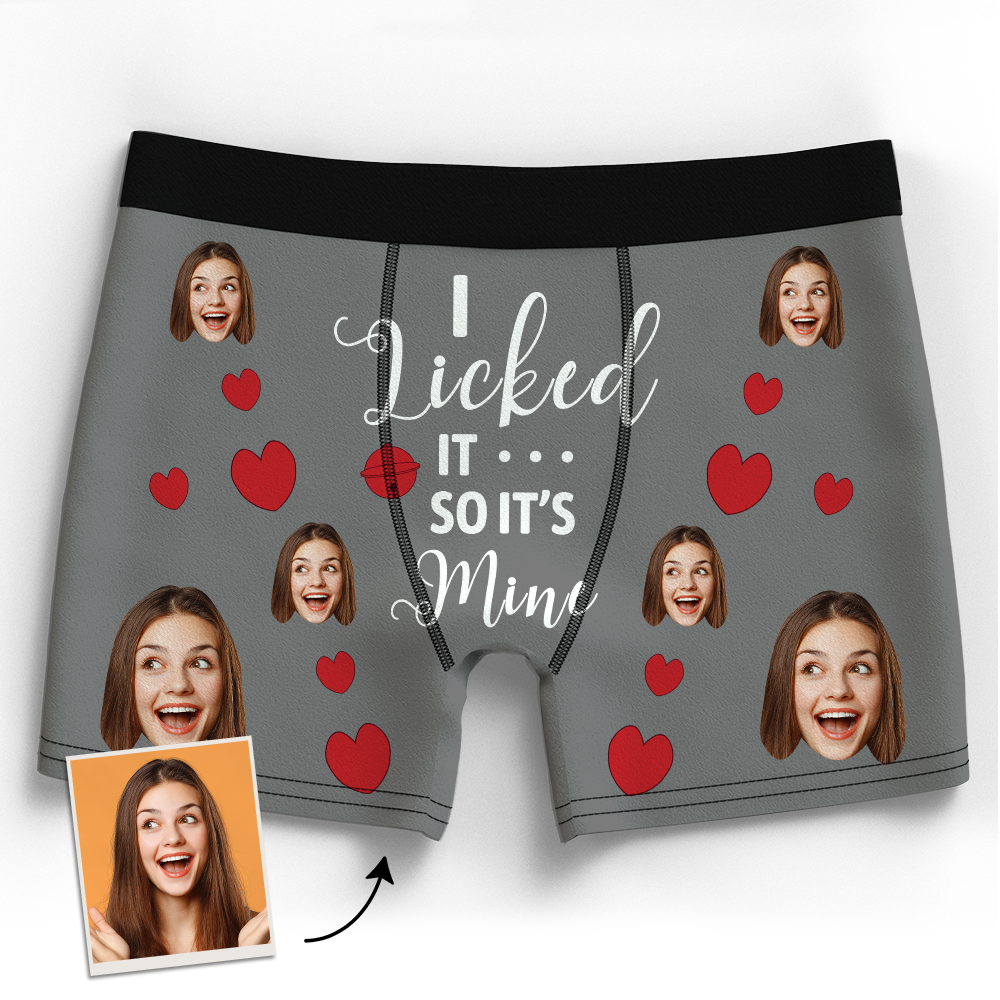 Valentine's Gift Custom Face Boxer Shorts - I Licked It-ilovevango
