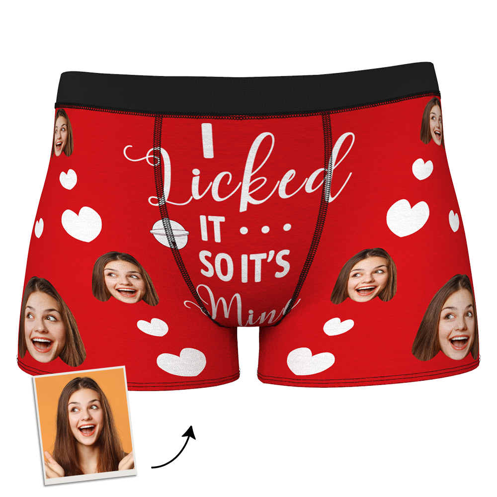 Valentine's Gift Custom Face Boxer Shorts - I Licked It-ilovevango