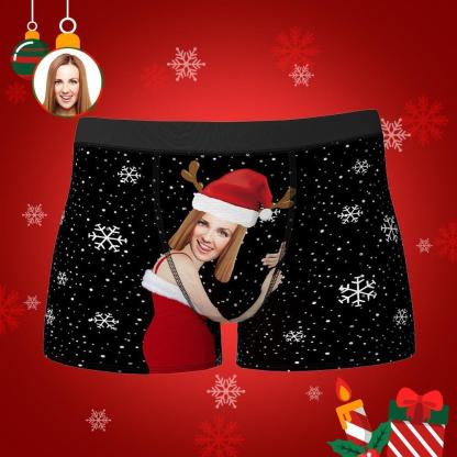 Custom Girlfriend Face Boxers Shorts Personalised Photo Underwear Gift for Christmas-ilovevango