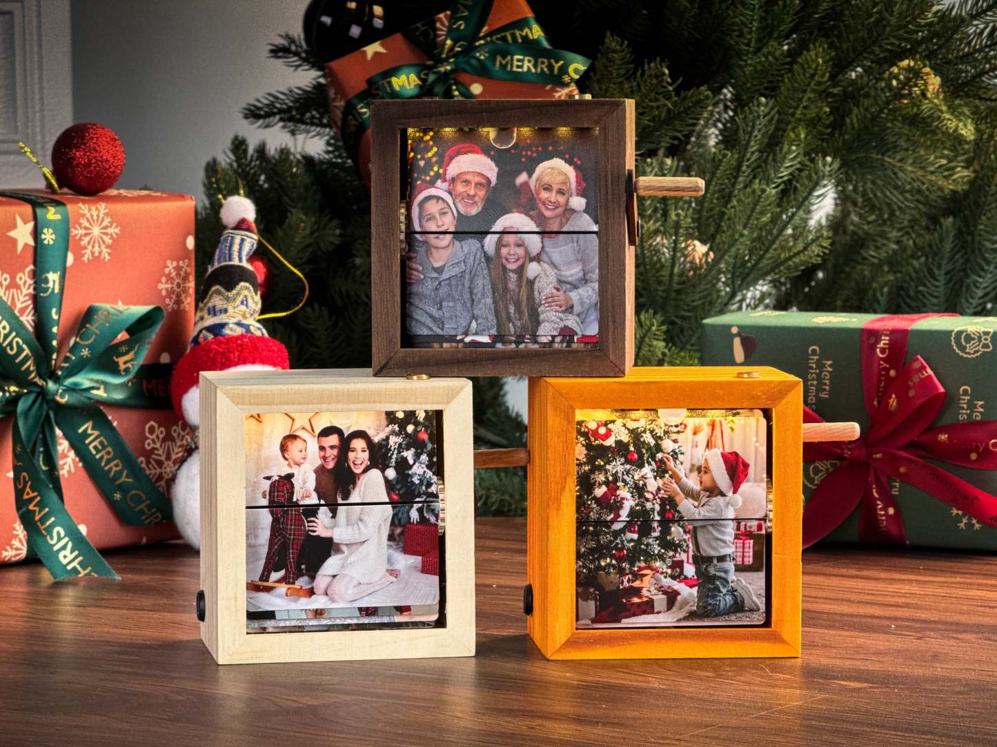 Custom Photo Flipbook Frame Animation Machine Mechanical Hand-cranked Flipbook Box Photo Album with Light and Music | Christmas Sale