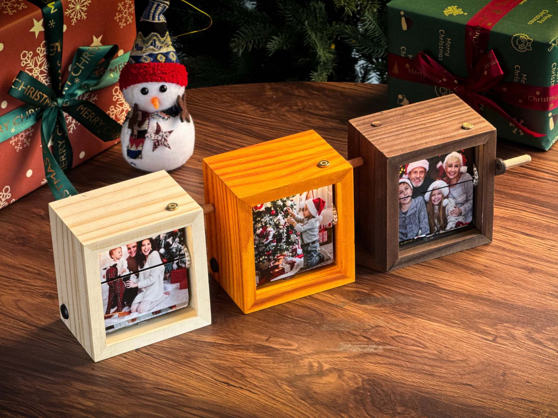 Custom Photo Flipbook Frame Animation Machine Mechanical Hand-cranked Flipbook Box Photo Album with Light and Music | Christmas Sale