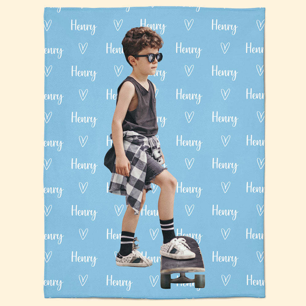 Personalized Name And Photo Blanket For Kids - Personalized Photo Blanket-ilovevango