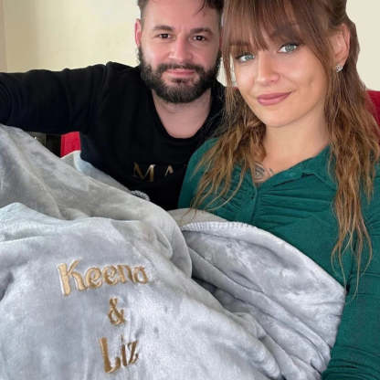 Couples Personalised Microfibre Soft Sofa Blanket-ilovevango