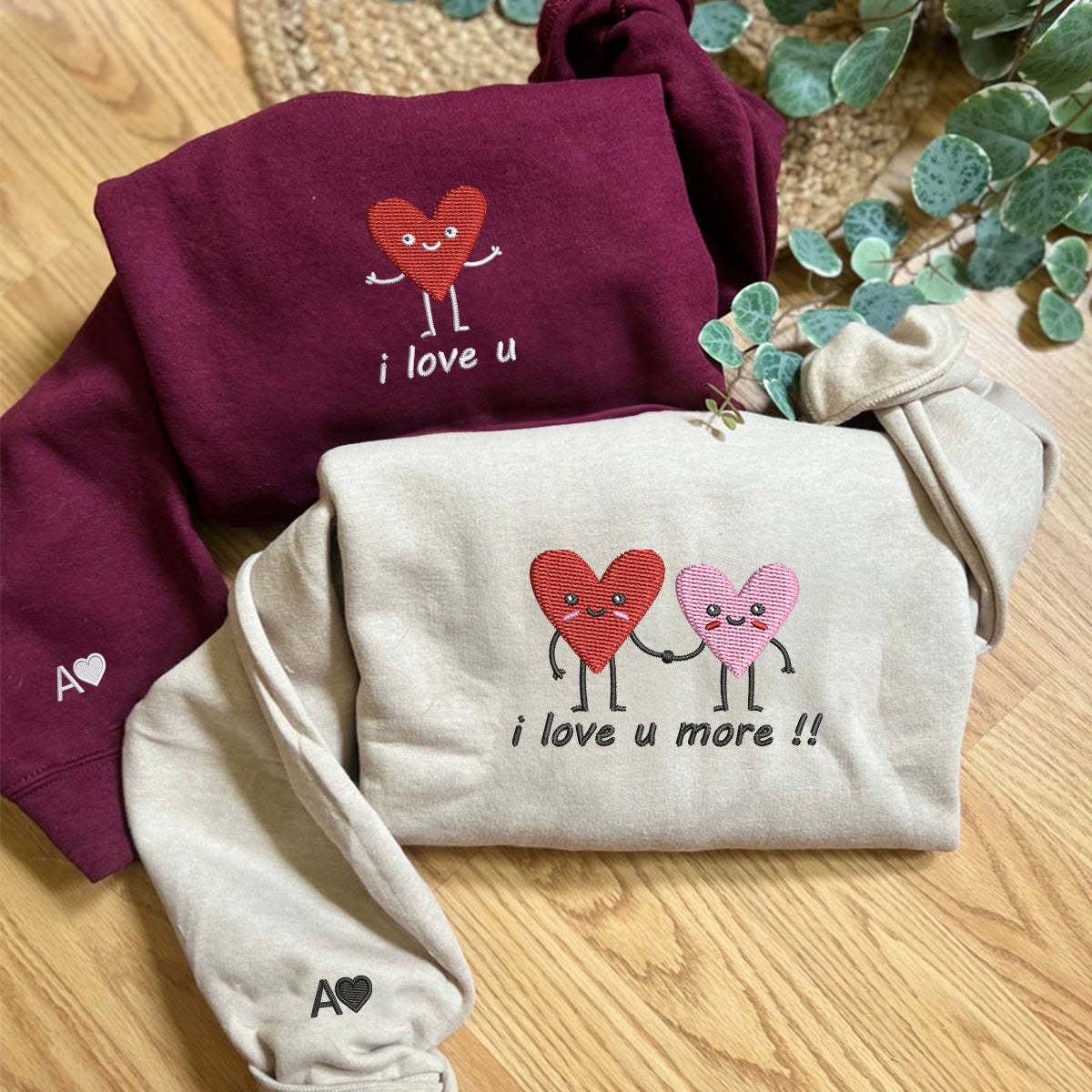 Custom Embroidered I Love You More Matching Hoodies for Couples | Couple Anniversary Gift